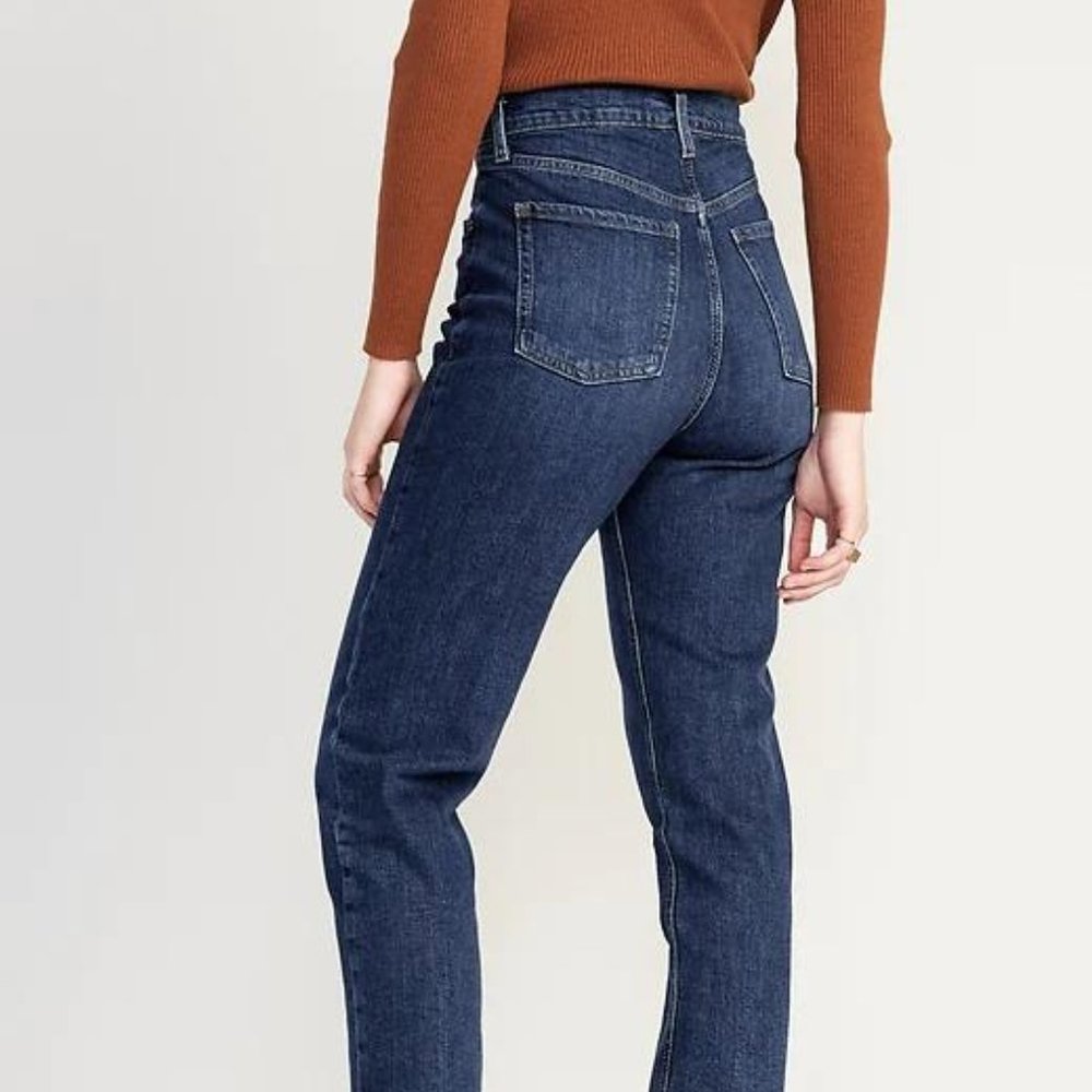 Old Navy Extra High-Waisted Sky-Hi Straight Button-Fly Jeans for Women New - Picture 3 of 12